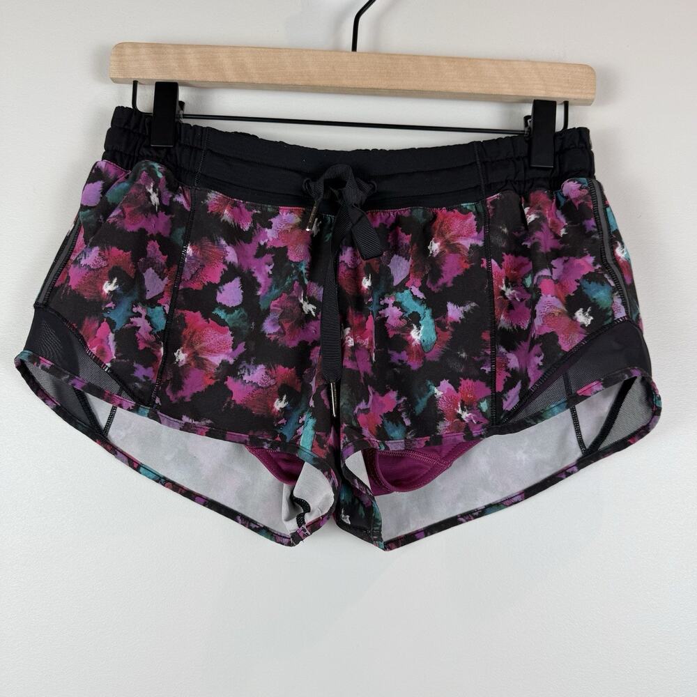 Lululemon Speed‎ Up Shorts Midnight Bloom Floral Lined Size 4 Women’s Active Gym